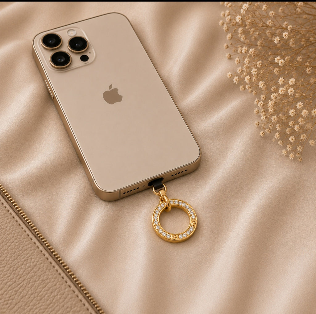 Gold Rhinestone Phone Attachment