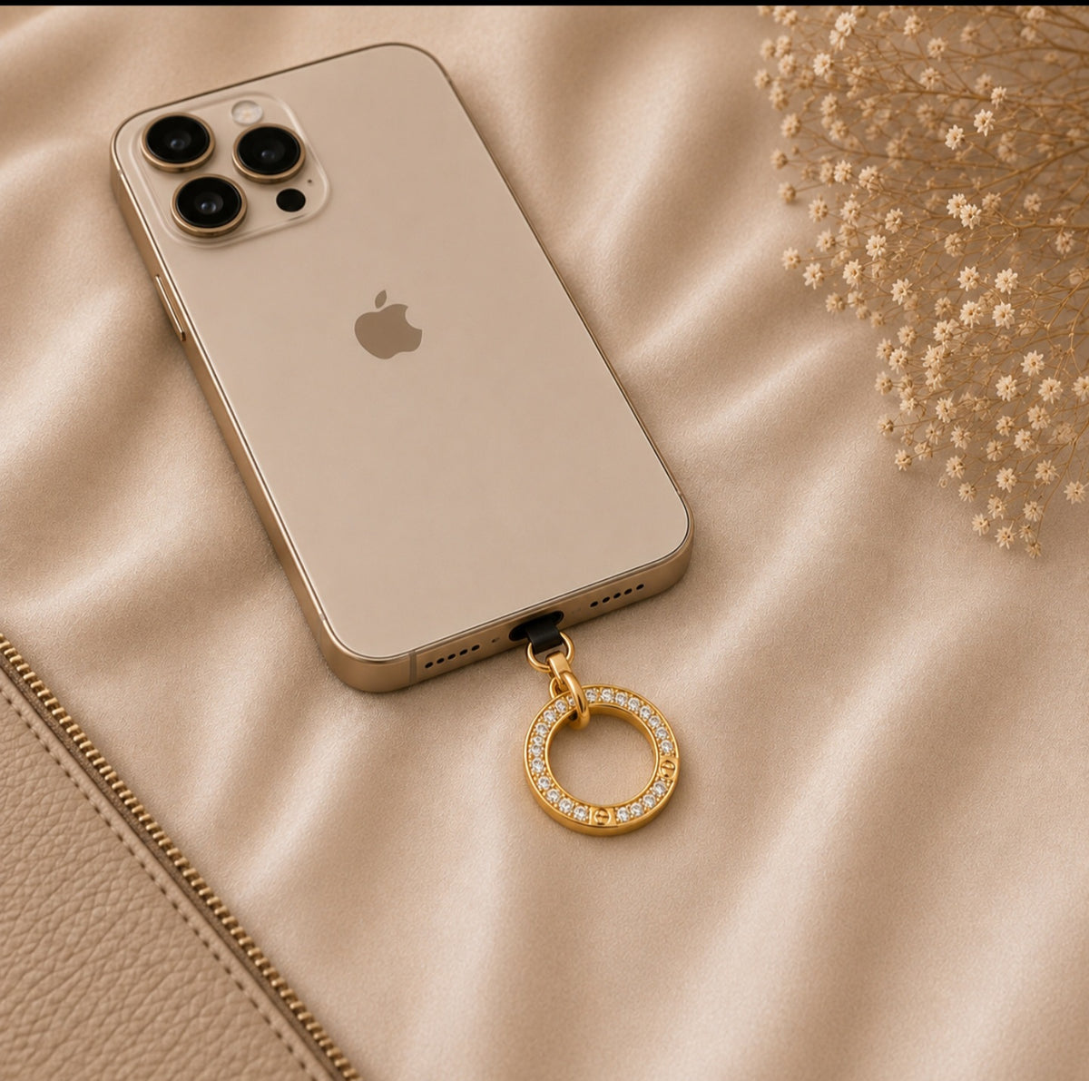 Gold Rhinestone Phone Attachment